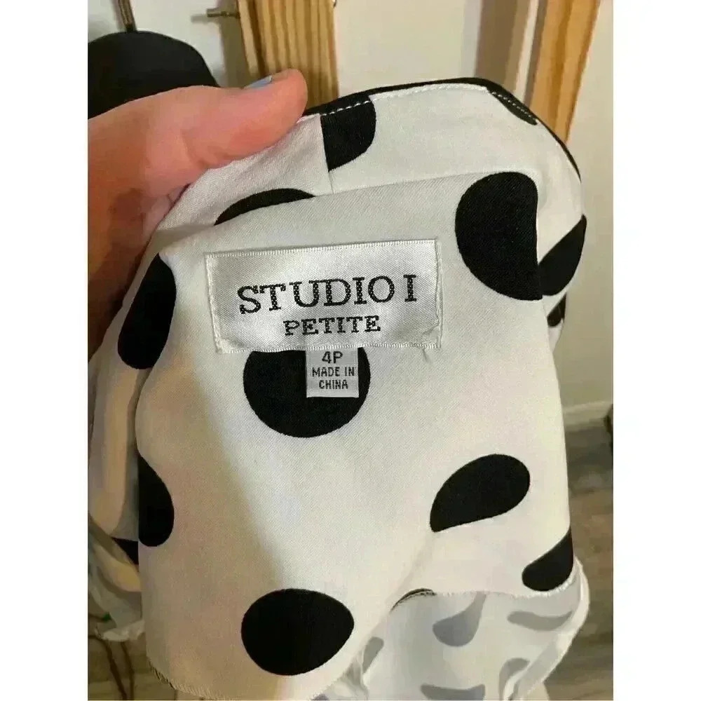 Studio 1 petite 4P polka dot open front short sleeve jacket - Picture 4 of 5